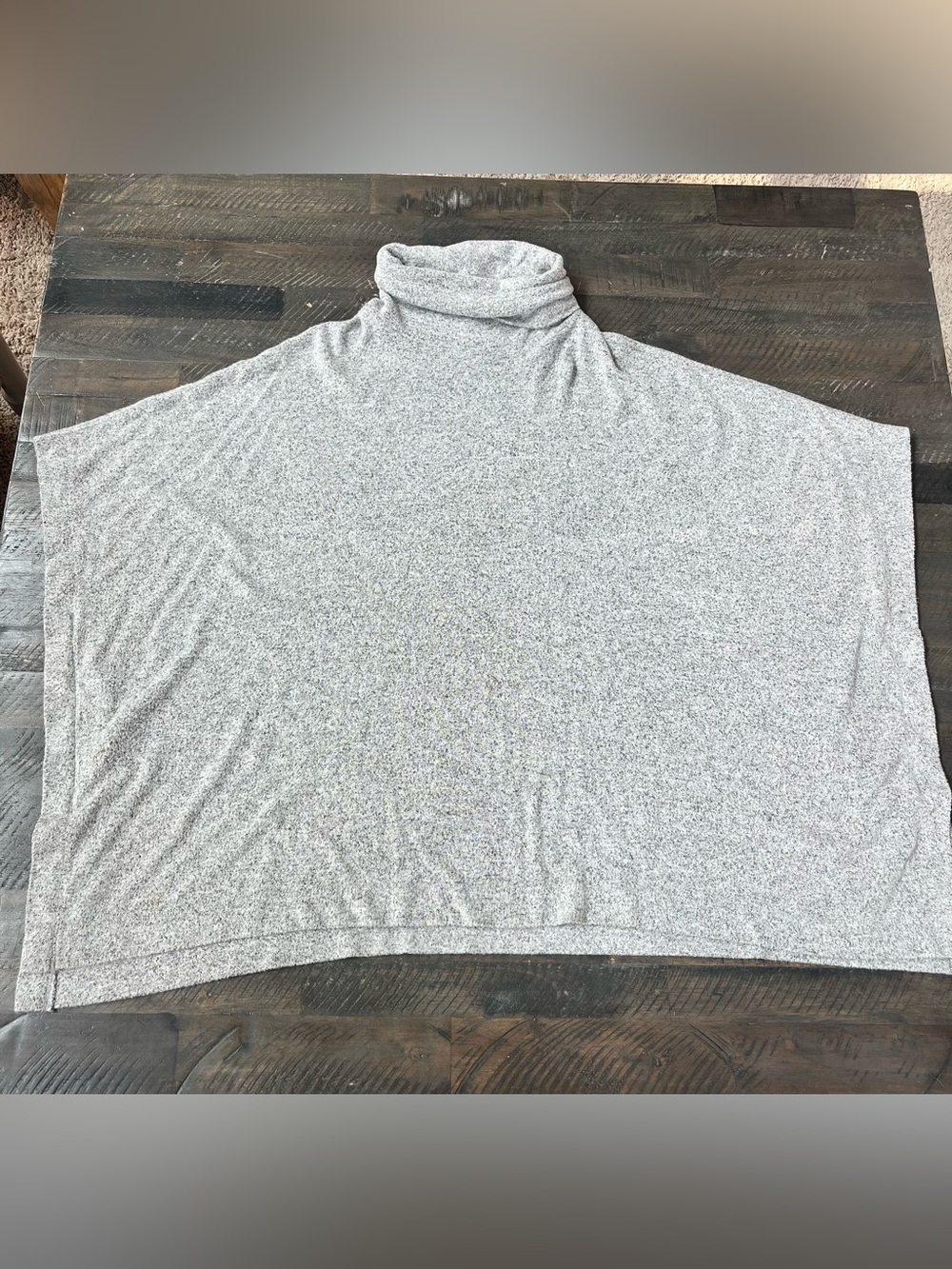 LOFT Gray Marled Poncho Turtleneck Sweater